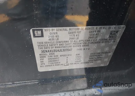 2018 Chevrolet Equinox Lt from USA, damaged, VIN 3GNAXLEU4JL307647